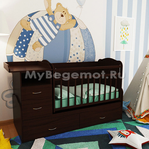 Детская кроватка трансформер Valle Allegra Comfort, шоколад